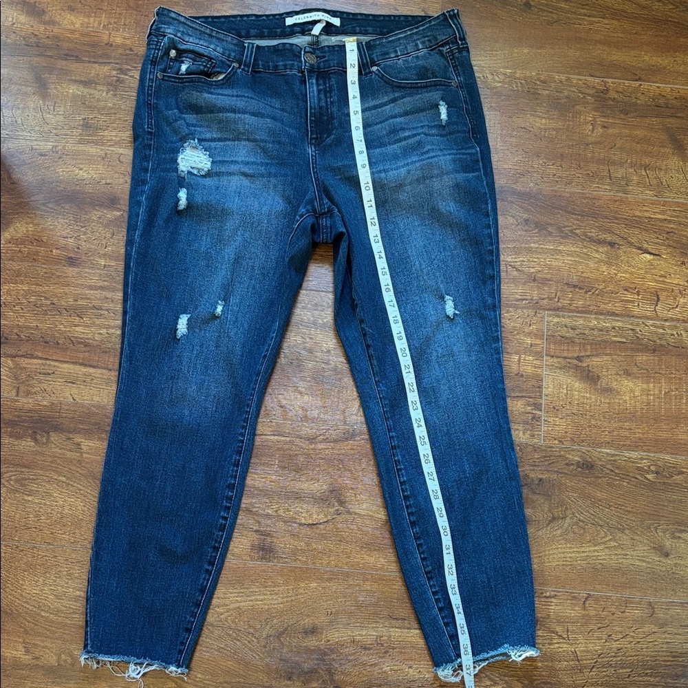 Celebrity Pink Dark Blue Distressed Skinny Jeans